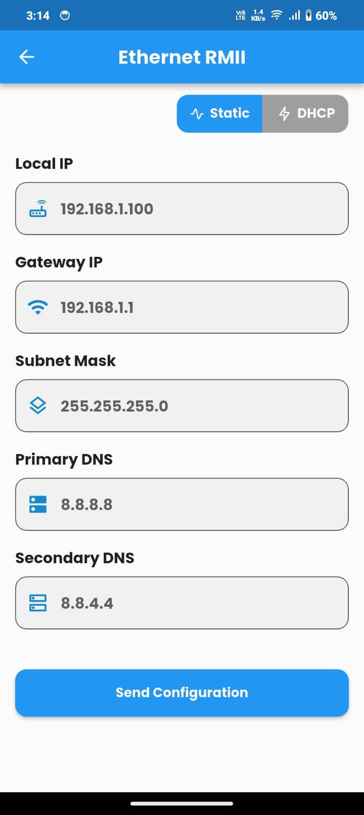 Ethernet RMII settings