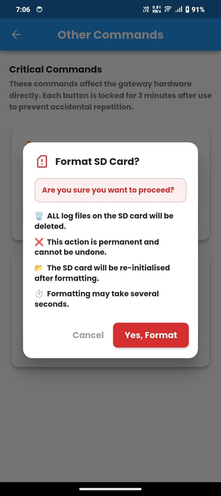 SD Card Format command