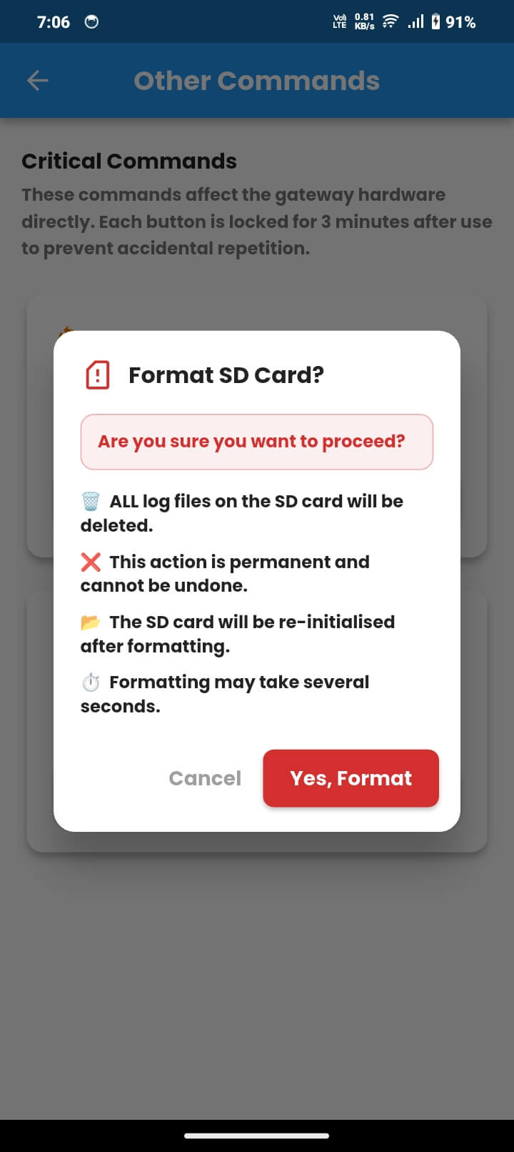 SD Card Format command